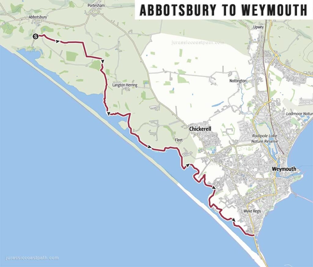Abbotsbury to Weymouth Jurassic Coast Path Map