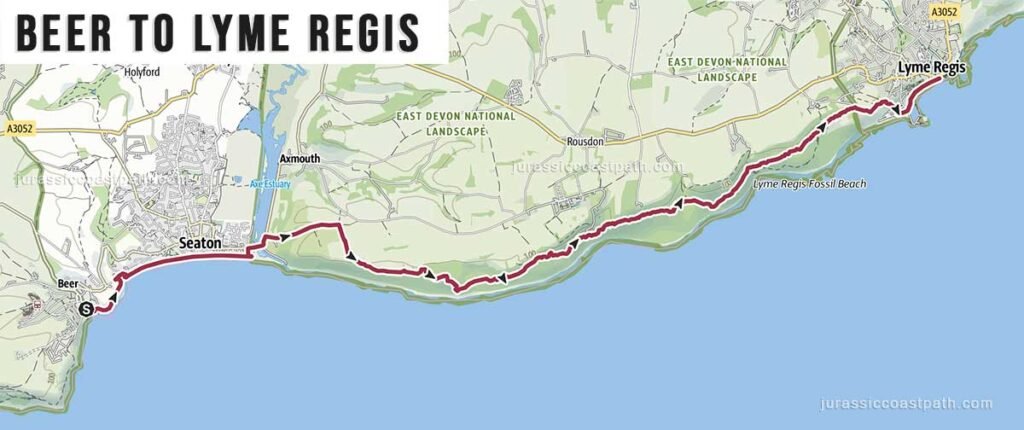 Beer to Lyme Regis Jurassic Coast Path Map