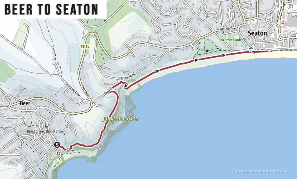 Beer to Seaton Jurassic Coast Path Map