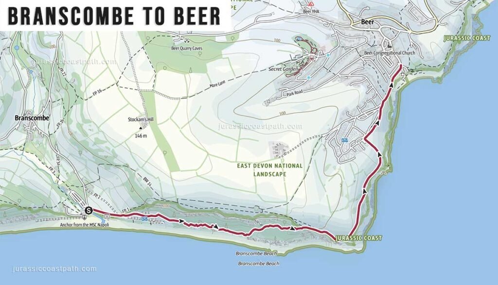 Branscombe to Beer Jurassic Coast Path Map