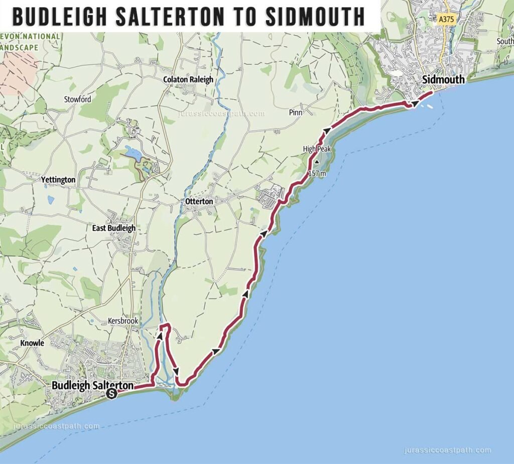 Budleigh Salterton to Sidmouth Jurassic Coast Path Map