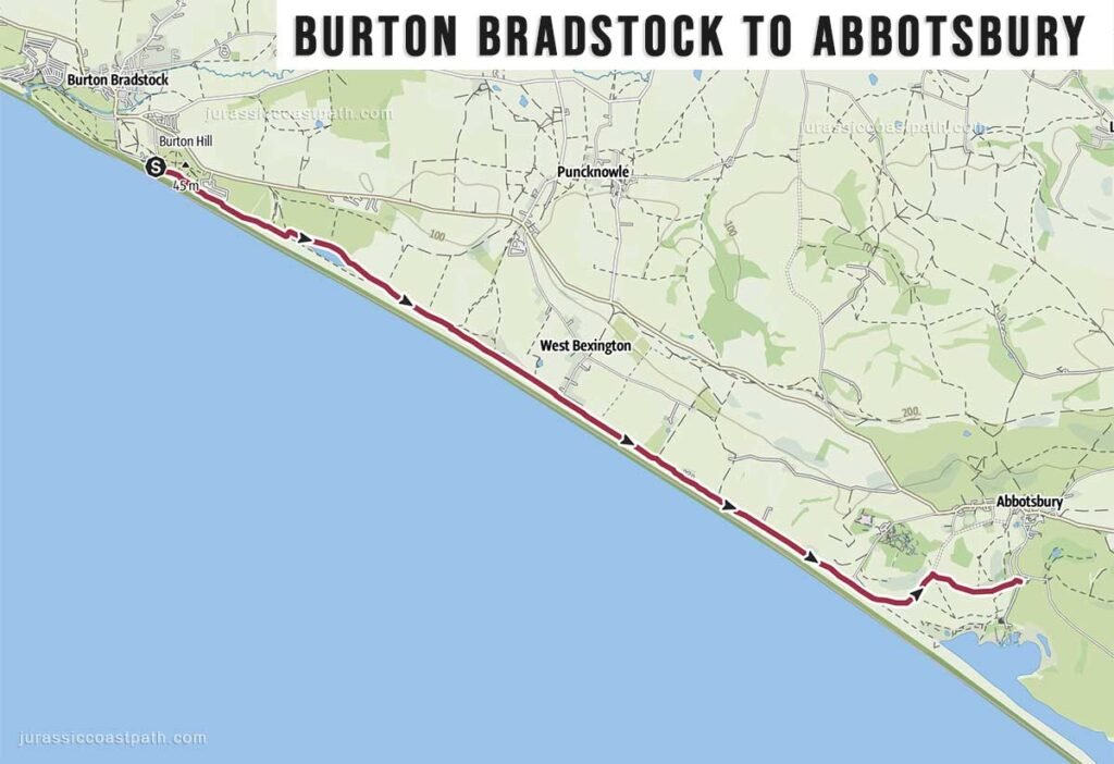 Burton Bradstock (Hive Beach) Jurassic Coast Path Map