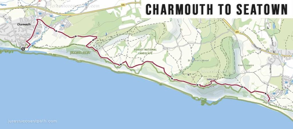 Charmouth to Seatown Jurassic Coast Path Map
