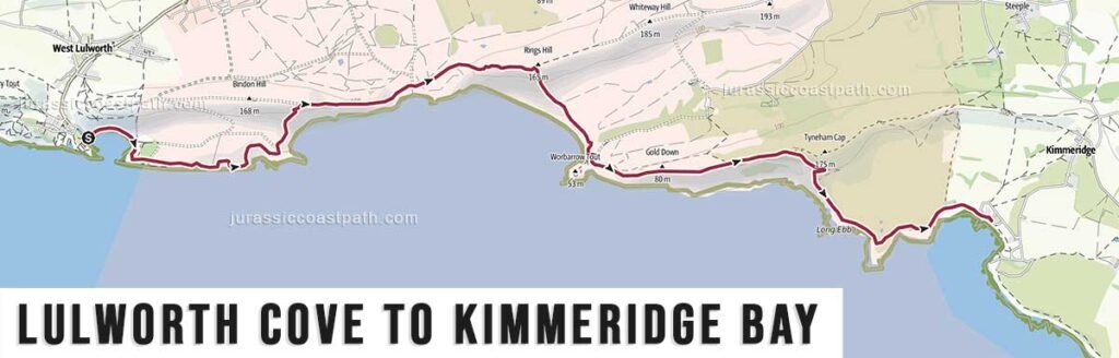 Lulworth Cove to Kimmeridge Bay Jurassic Coast Path Map