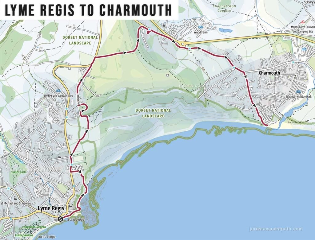 Lyme Regis to Charmouth Jurassic Coast Path Map