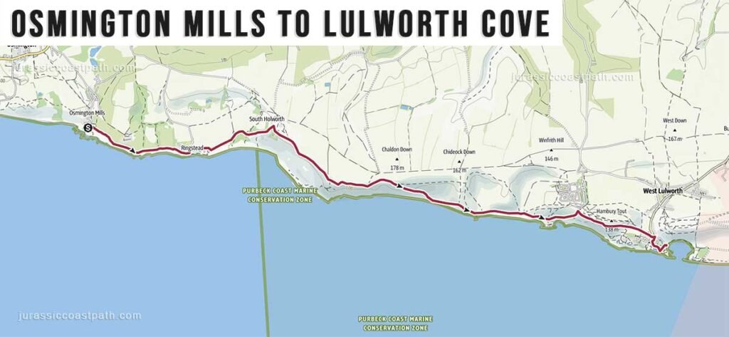 Osmington Mills to Lulworth Cove Jurassic Coast Path Map