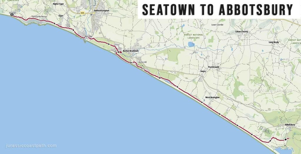 Seatown to Abbotsbury Jurassic Coast Path Map