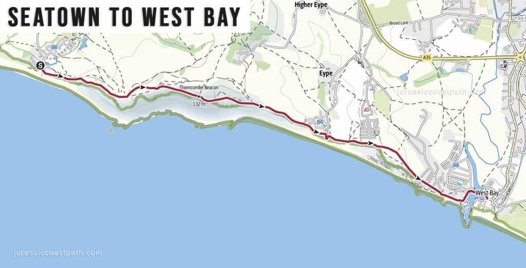 Seatown to West Bay Jurassic Coast Path Map