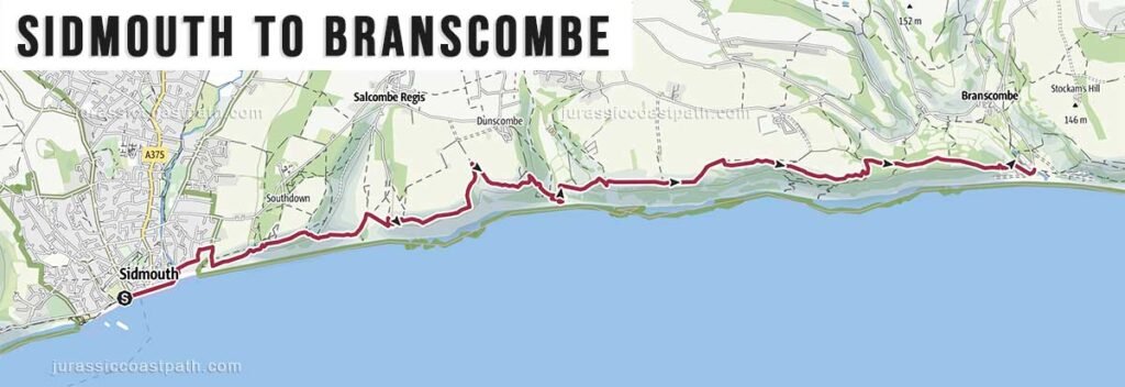 Sidmouth to Branscombe Jurassic Coast Path Map