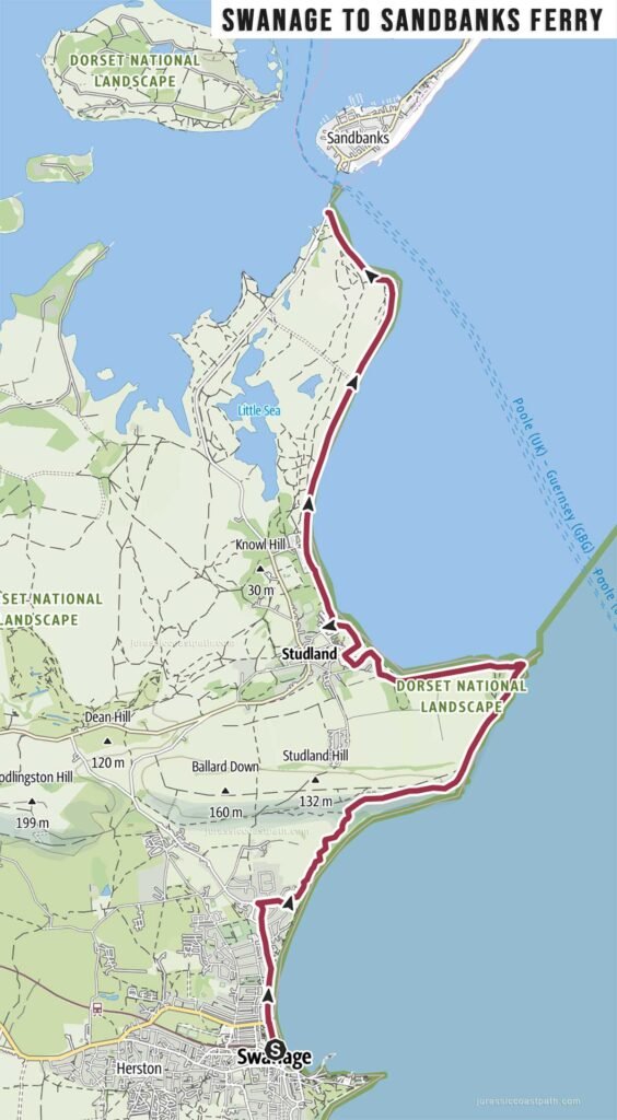 Swanage to Sandbanks Ferry (Studland) Jurassic Coast Path Map