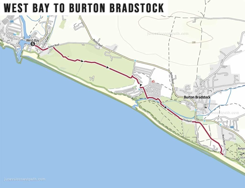 West Bay to Burton Bradstock (Hive Beach) Jurassic Coast Path Map