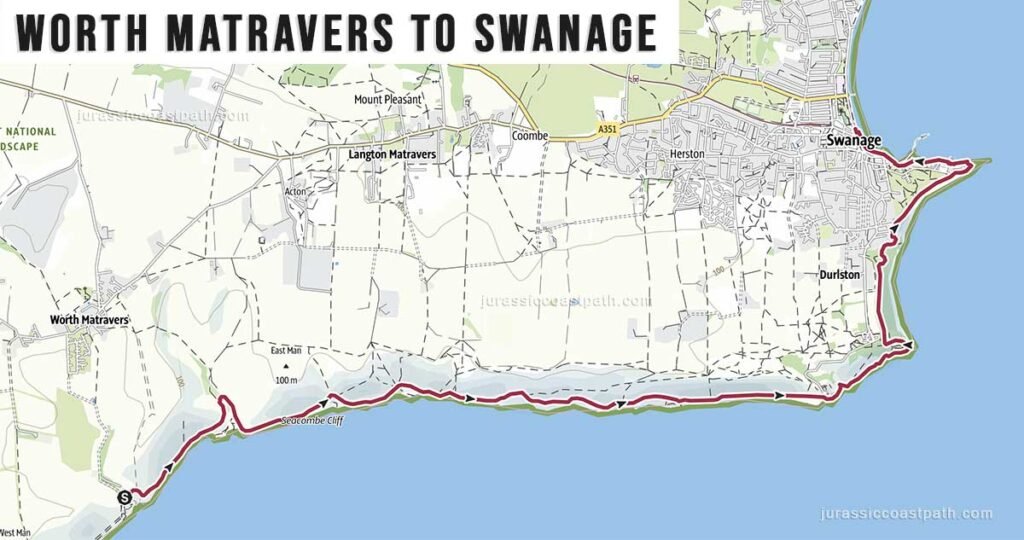 Worth Matravers to Swanage Coast Path Map
